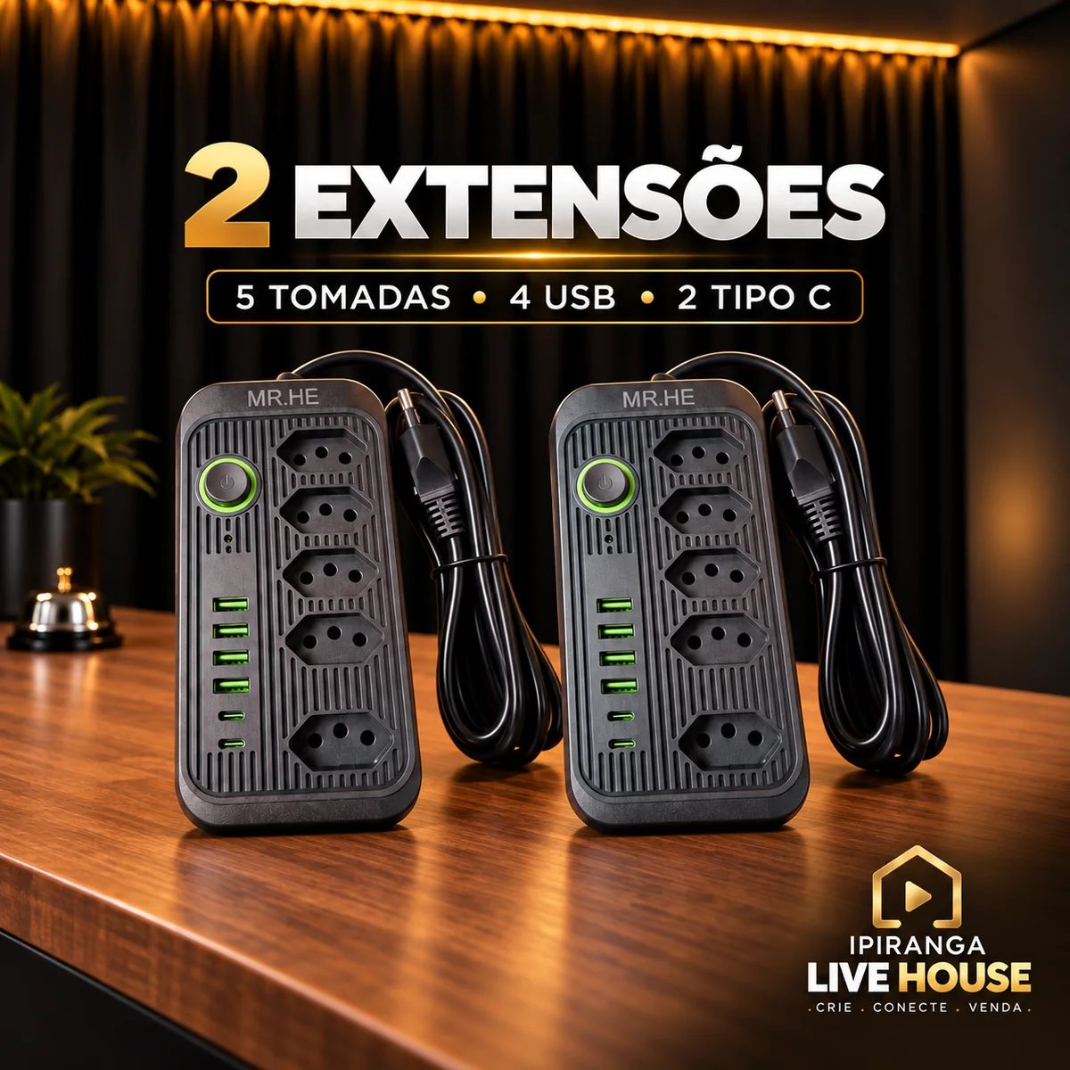 2 extensões multiuso